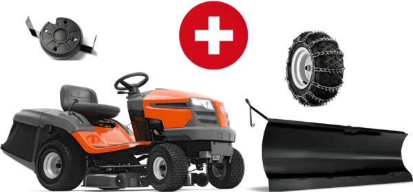 Husqvarna TC 138L Winterpaket mit Schneeschild, Gummileiste, Gewicht und Schneeketten – Modell 2025 - Image 1
