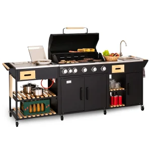 Klarstein Jersey cuisine d'extérieur avec Barbecue A gaz et évier 20, 7 kW 5+1 bruleurs mobile - Afbeelding 5