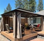 10X13 FT Outdoor Polycarbonate Hardtop Gazebo, Heavy Duty Double Roof Outdoor Gazebo with Netting and Sunshade Curtains, Aluminium Framed Gazebo for – Bild 2