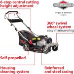 NAX POWER PRODUCTS Moteur 1000S Briggs & Stratton série 450E 125 cm3 largeur de coupe 42 cm panier 45l système de lavage du carter tondeuse thermique avec entraînement – Image 9