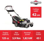 NAX POWER PRODUCTS Moteur 1000S Briggs & Stratton série 450E 125 cm3 largeur de coupe 42 cm panier 45l système de lavage du carter tondeuse thermique avec entraînement – Image 8