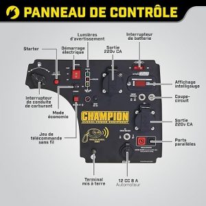 Champion Power Equipment, Générateur de courant, appareil mobile essence 3200 watts, + télécommande (3200 W, 6 l) – Image 4