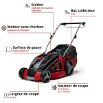 Tondeuse à gazon sans fil GE-CM 43 Li M Kit Power X-Change 36 V EINHELL 3413130 avec 2 batteries 4,0 Ah et chargeurs - Image 4