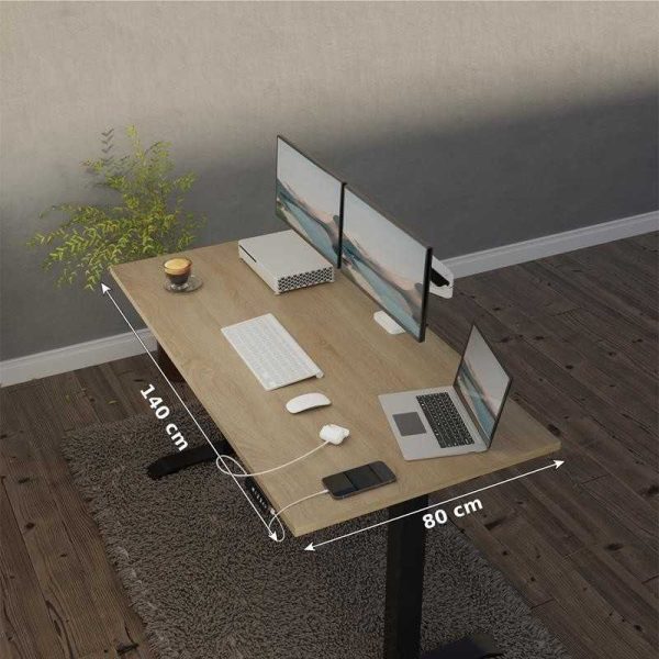 Natural Wood Standing Desk | White Oak Desk | OAKO Denmark 140x80cm / Black – Bild 1