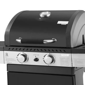 Barbacoa de gas de 2 fuegos + 1 fuego lateral negro 122x57x112 cm – Image 3