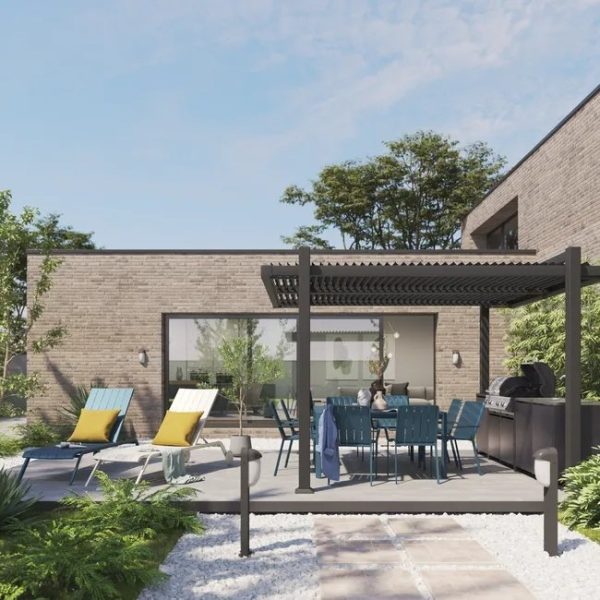 Pérgola aluminio naterial persea gris antracita 320x360 cm - Imagen 5