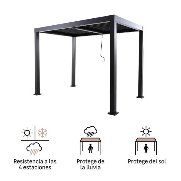 Pérgola de aluminio naterial clima bio gris de 313x198 cm - Image 3
