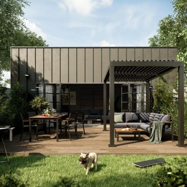 Pérgola de aluminio naterial clima bio gris de 313x198 cm - Image 4