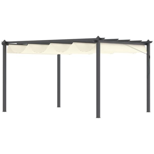 Pérgola Outsunny 396x296x220 cm crema - Imagen 1