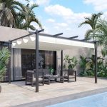 Pérgola Outsunny 396x296x220 cm crema - Imagen 2