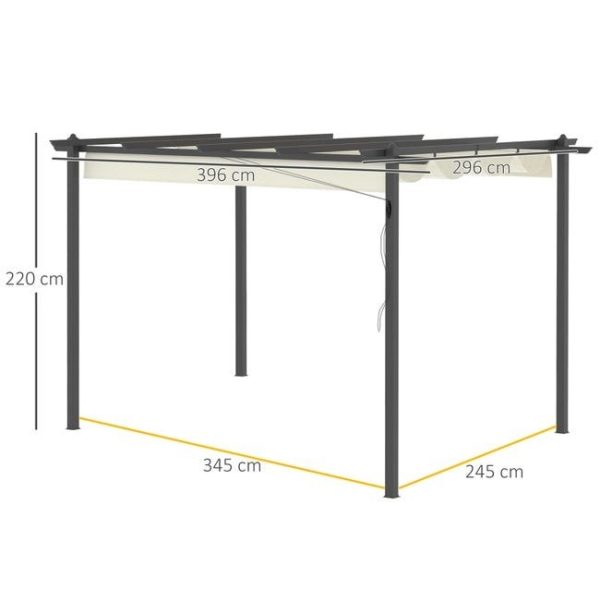 Pérgola Outsunny 396x296x220 cm crema - Imagen 3