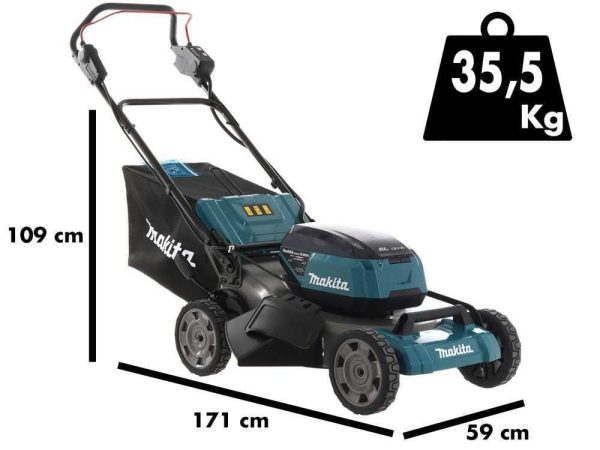 Cortacésped inalámbrico Makita DLM530PT4 de 53 cm, 2 baterías de 18 V con 4 baterías de iones de litio de 5,0 Ah y cargador doble - Image 2