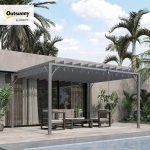 Outsunny Cenador de jardín 4x3 M con Diseño de Lamas superior