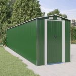 Caseta de jardín de acero galvanizado verde 192x938x223 cm