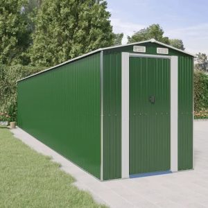 Caseta de jardín de acero galvanizado verde 192x938x223 cm