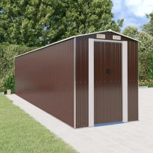 Caseta de jardín de acero galvanizado marrón oscuro 192x772x223 cm