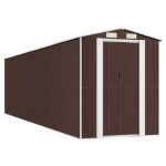 Caseta de jardín de acero galvanizado marrón oscuro 192x772x223 cm – Bild 2