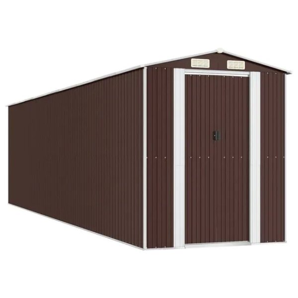 Caseta de jardín de acero galvanizado marrón oscuro 192x772x223 cm – Bild 2