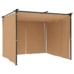 vidaXL Cenador con cortinas acero gris taupe 3x3 m - Image 4