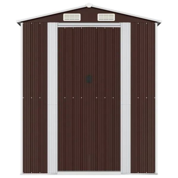 Caseta de jardín de acero galvanizado marrón oscuro 192x772x223 cm – Bild 3