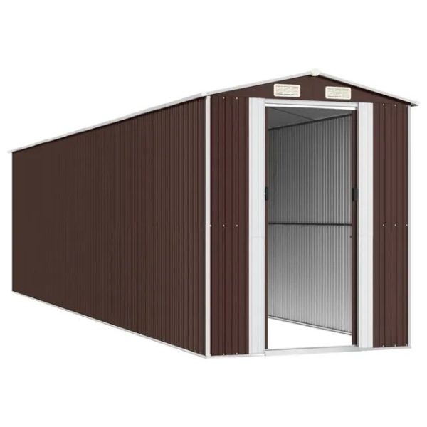 Caseta de jardín de acero galvanizado marrón oscuro 192x772x223 cm – Bild 4