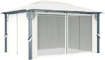 Cenador con cortina color crema aluminio 400x300 cm Vidaxl - Image 6