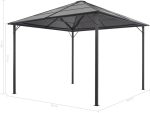 Cenador con tejado aluminio 3x3 m negro Vidaxl - Image 2