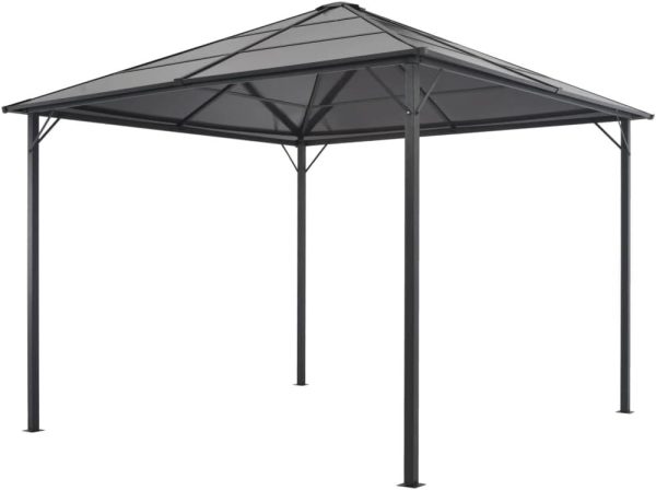 Cenador con tejado aluminio 3x3 m negro Vidaxl - Image 1