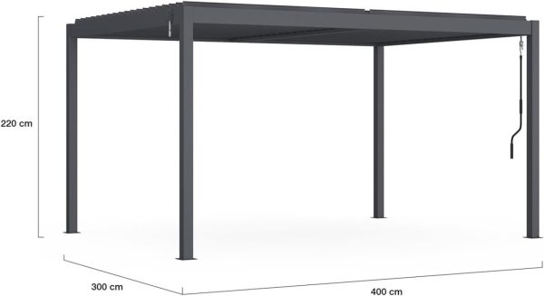 Pérgola con lamas orientables en gris antracita- IDMarket - Afbeelding 3
