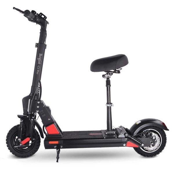 BOGIST C1 Pro Opvouwbare elektrische scooter met verwijderbare stoel 500W motor 48V 15Ah batterij 10 inch banden 35-45KM bereik 120KG maximaal gewicht - Rood - Afbeelding 1
