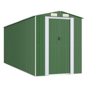 Caseta de jardín de acero galvanizado verde 192x523x223 cm - Cobertizos