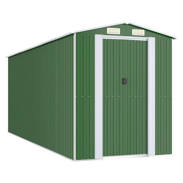 Caseta de jardín de acero galvanizado verde 192x523x223 cm - Cobertizos – Bild 1