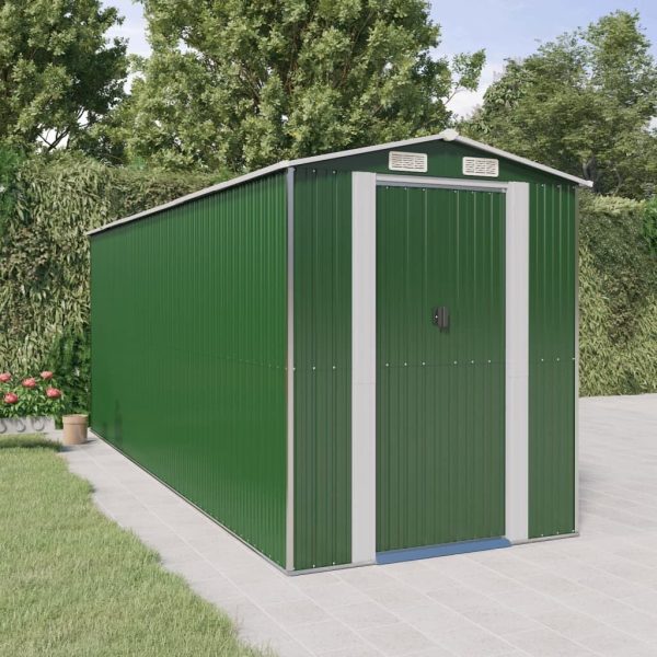 Caseta de jardín de acero galvanizado verde 192x523x223 cm - Cobertizos – Bild 2