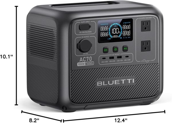 Generador eléctrico BLUETTI AC70 (1000w/768wh) con Panel solar - Image 5