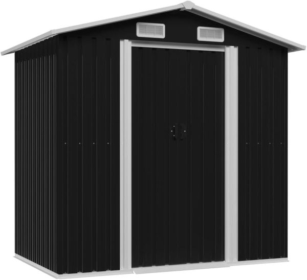 Garden Storage Shed Anthracite Steel 204x132x186 Cm - Afbeelding 1