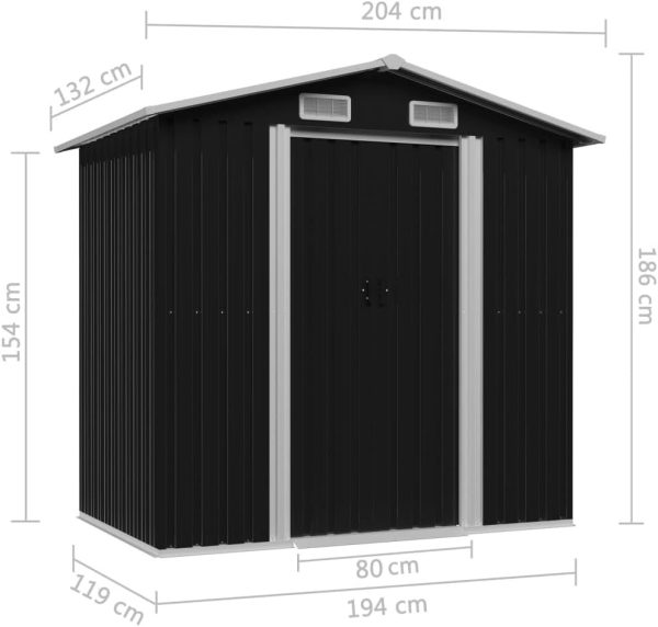 Garden Storage Shed Anthracite Steel 204x132x186 Cm - Afbeelding 4