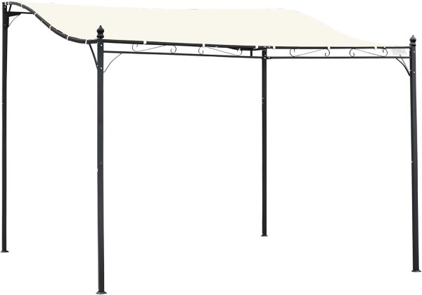 Outsunny Cenador de Jardín 3x3 m Pérgola con Toldo y 16 Orificios de Drenaje para Patio Terraza Metal y Poliéster 180 g/m² Resistente Crema - Image 1