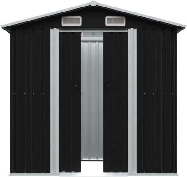 Garden Storage Shed Anthracite Steel 204x132x186 Cm - Afbeelding 2