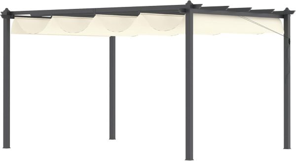 Outsunny Cenador Pérgola de Jardín 3x4 m con Toldo en Poliéster - Imagen 8
