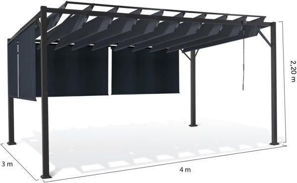 Pérgola luxe con lamas orientables cefalu 3x3 my 4 toldos gris antracita - Imagen 2