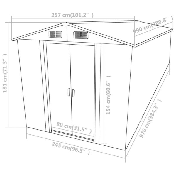 Cobertizo de jardín acero galvanizado gris 257x990x181 cm Vidaxl – Image 7