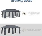 Outsunny Cenador de jardín Gazebo Exterior con Doble Techo y - Imagen 4