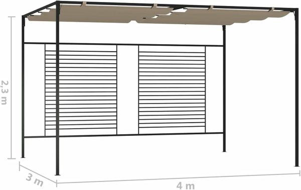 Cenador con toldo retráctil 3x4x2,3 m Taupe 180 g/m² - Imagen 2