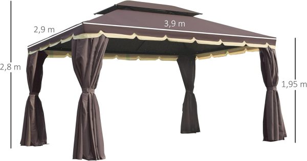 Outsunny Cenador de jardín 4x3 m de Aluminio con Techo de Ventilación - Imagen 3