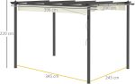 Outsunny Cenador Pérgola de Jardín 3x4 m con Toldo en Poliéster - Imagen 4