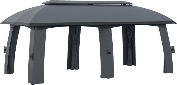 Outsunny Cenador de jardín Gazebo Exterior con Doble Techo y - Imagen 1