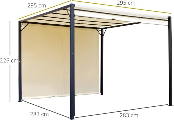 Pérgola Outsunny 295x295x226 cm crema - Image 2
