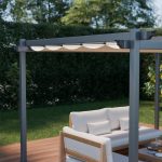 Gazebo con techo de lamas 3x4 m Tejido color crema y aluminio - Imagen 4