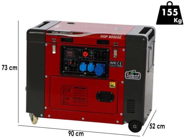 GeoTech Pro DGP8000SE-3 Generador de corriente diésel silencioso silencioso con ruedas y AVR 6 kW - Image 4