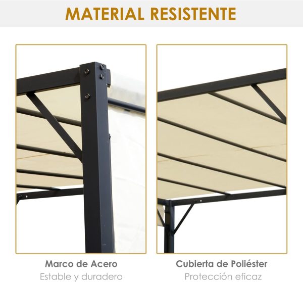 Pérgola Outsunny 295x295x226 cm crema - Image 5